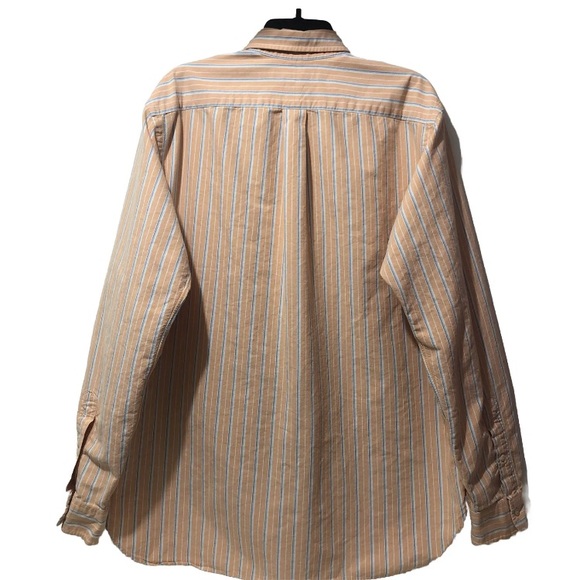 Ralph Lauren Classic Fit Shirt Men L Salmon Peach Stripe Button Down Long Sleeve - Picture 3 of 10